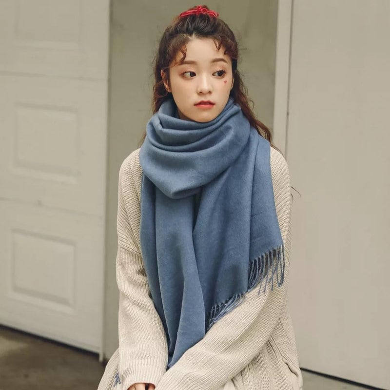 Jeelow Womens Pashmina Shawl Wrap Scarf - Elegant Dressy Evening Poncho Cape for Formal and Wedding Outfits (Blue Grey) - Image 5